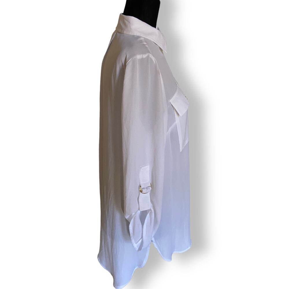 MICHAEL Kors Womens Blouse Size Small White Sheer Quarter Zip NEW - Picture 4 of 11